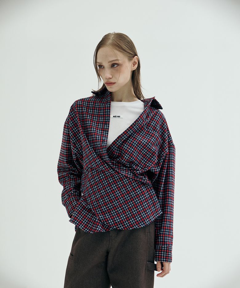 Saint-Germain Draped Check Shirt_Red Check