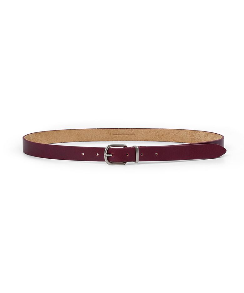 REAL LEATHER SLIM BELT, BURGUNDY
