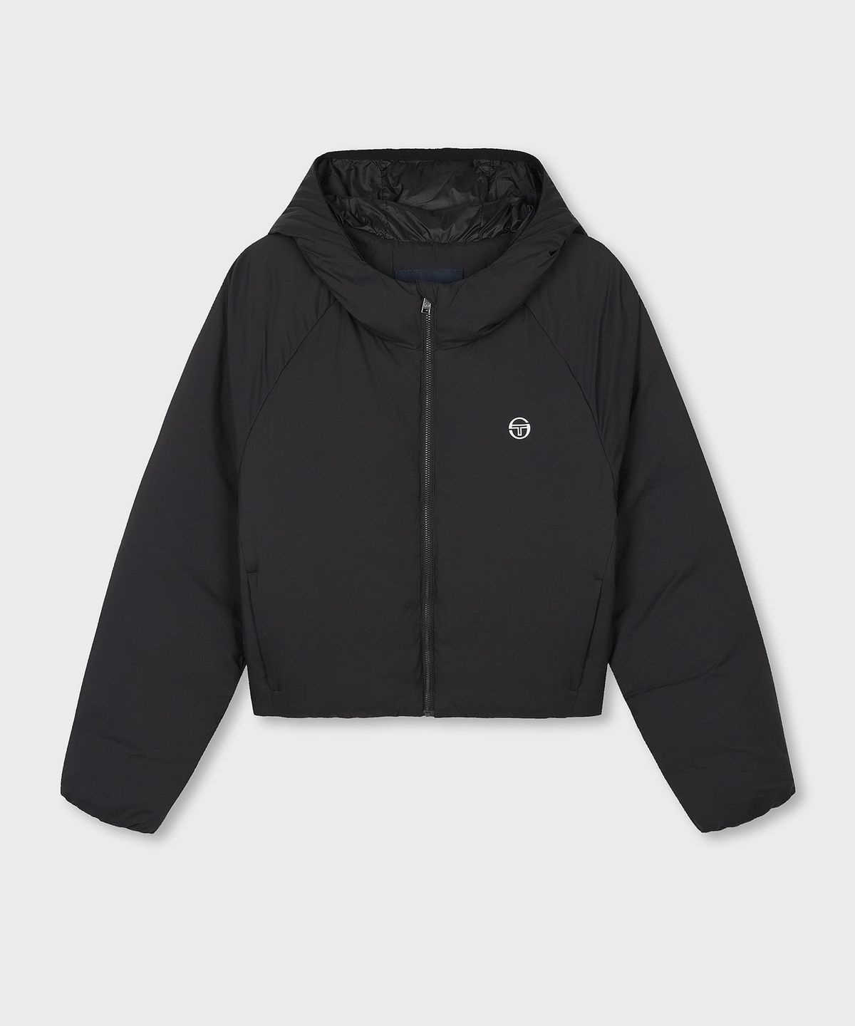세르지오 타키니(SERGIO TACCHINI) W 에어테크 크롭 후드 경량 패딩 (Black)