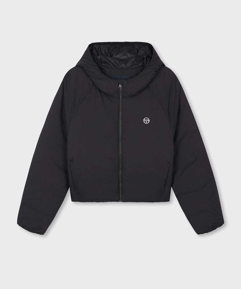 W 에어테크 크롭 후드 경량 패딩 (Black)
