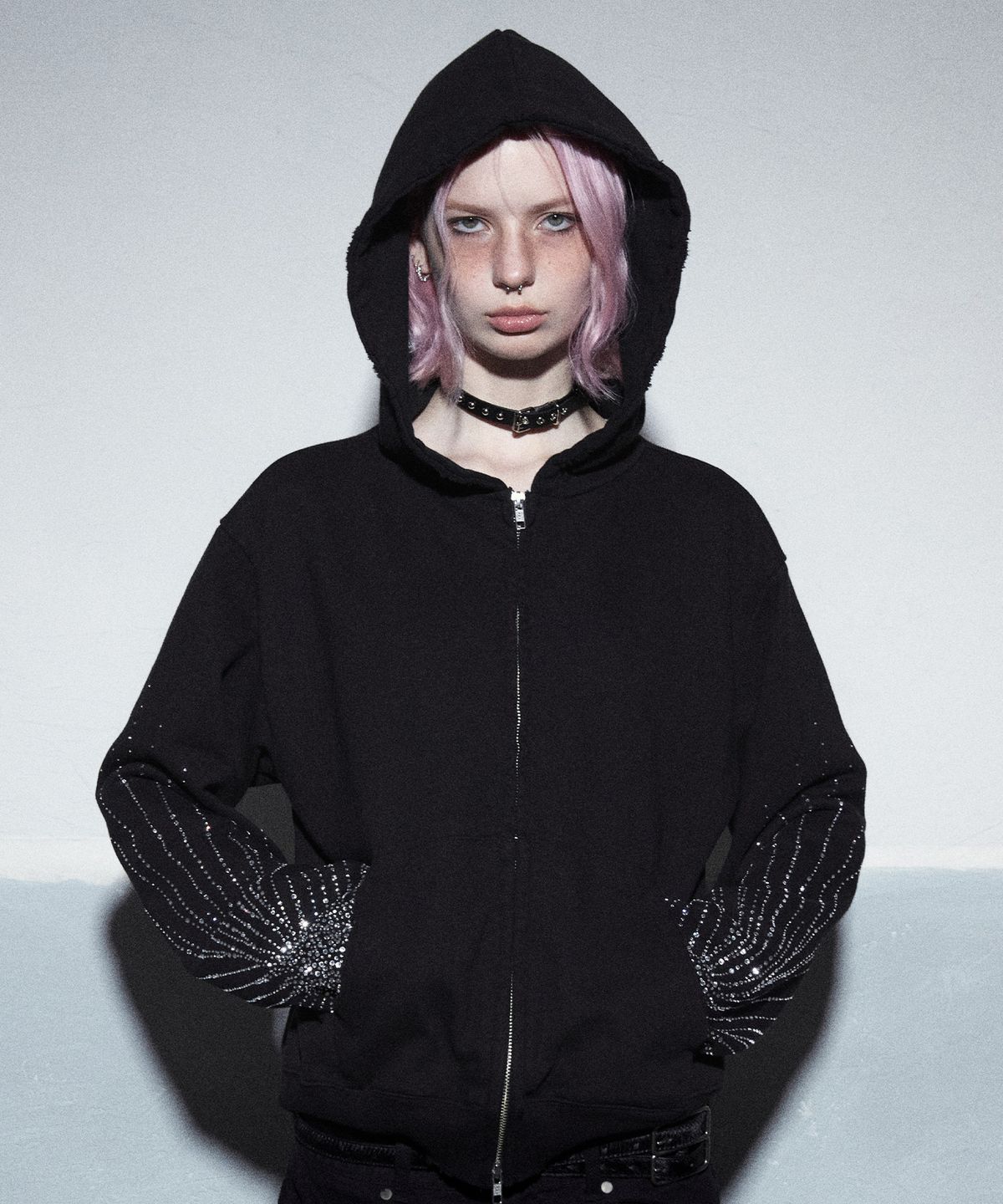 이피알 레이어(EPR LAYER) Stardust Rhinestone Zip Hoodie