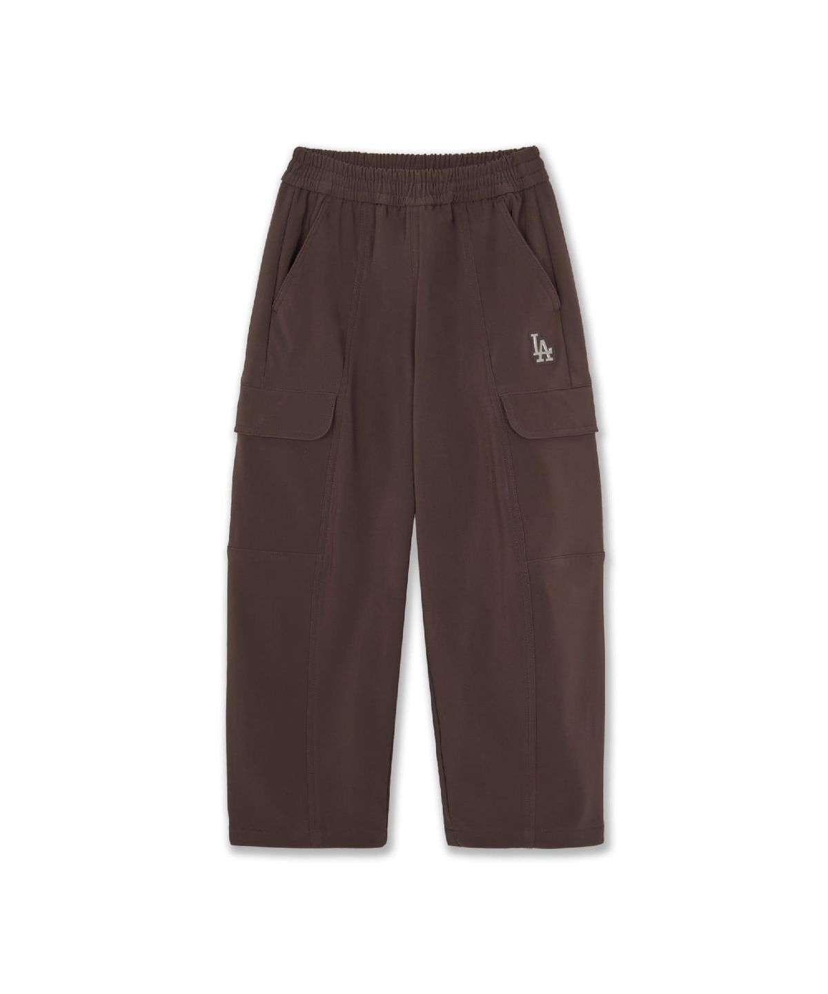 엠엘비 키즈(MLB KIDS) 아웃도어 커브드 와이드 플리스 기모 우븐팬츠 LA (Brown)