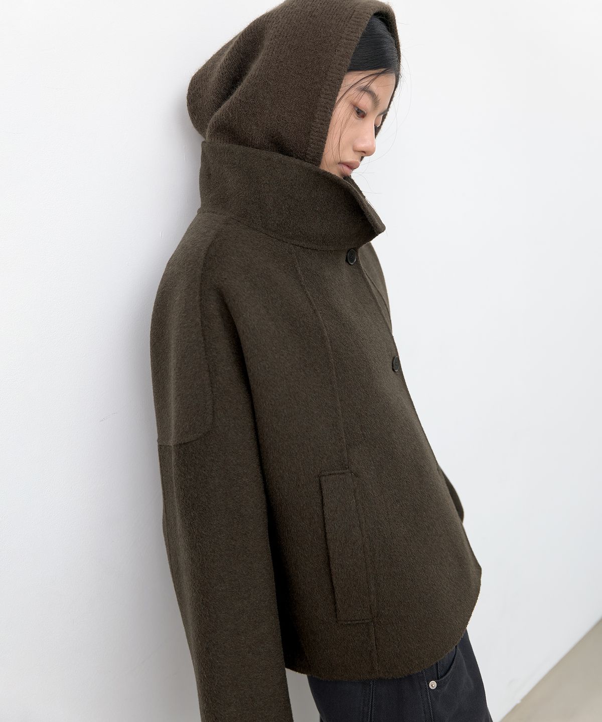 아틀리에 나인(ATELIER NAIN) (CT-1493)BALACLAVA SET CROP HANDMADE COAT S