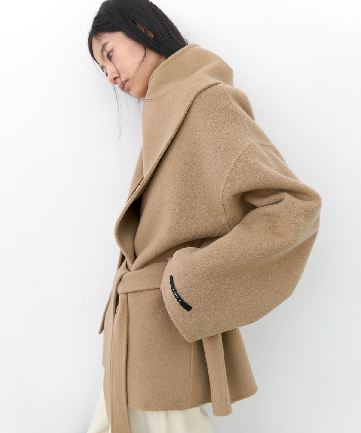 아틀리에 나인(ATELIER NAIN) (CT-1490)DRAPE SCARF WOOL HALF HANDMADE COAT S