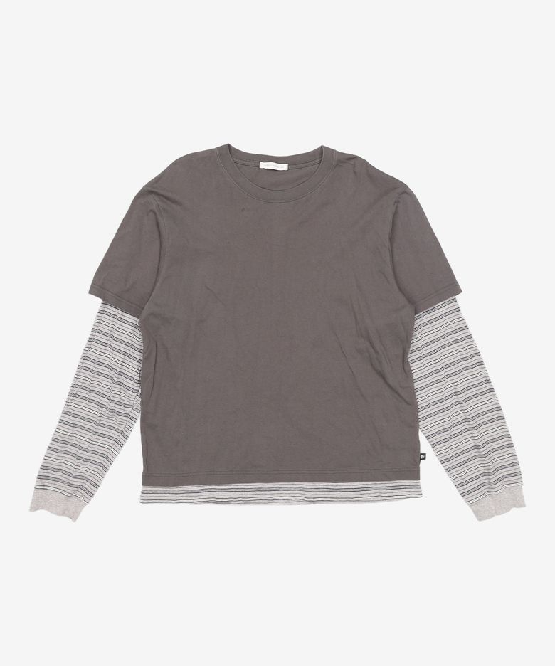 STRIPED LAYERED LONG SLEEVE T-SHIRT L