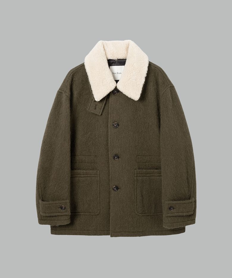 디테쳐블 카라 하프 코트_KHAKI