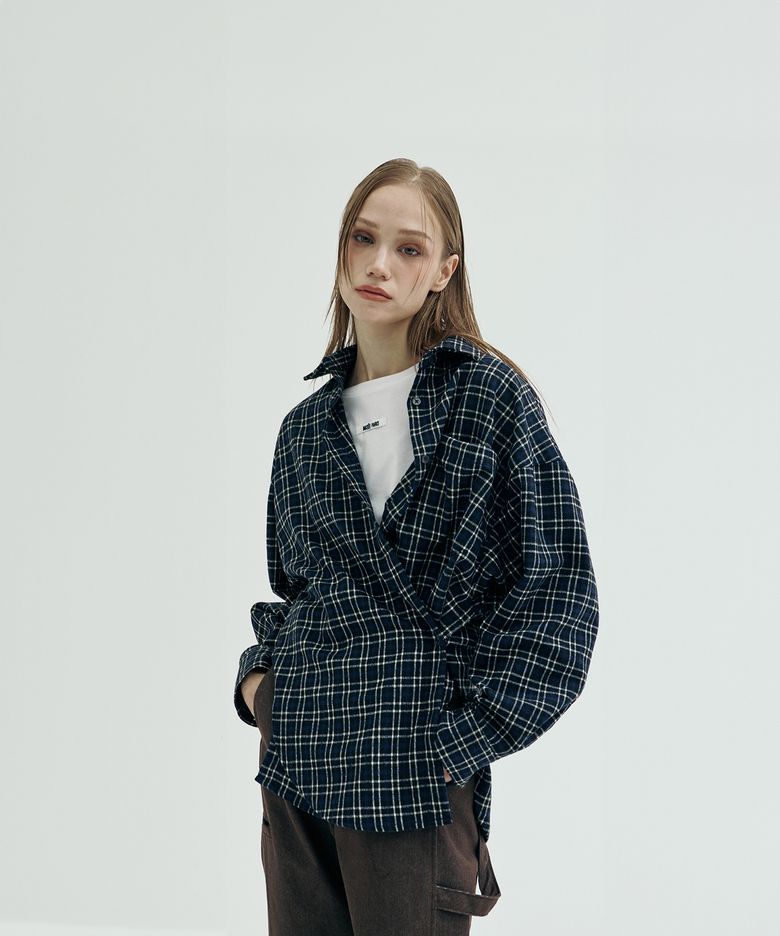Saint-Germain Draped Check Shirt_Navy Check