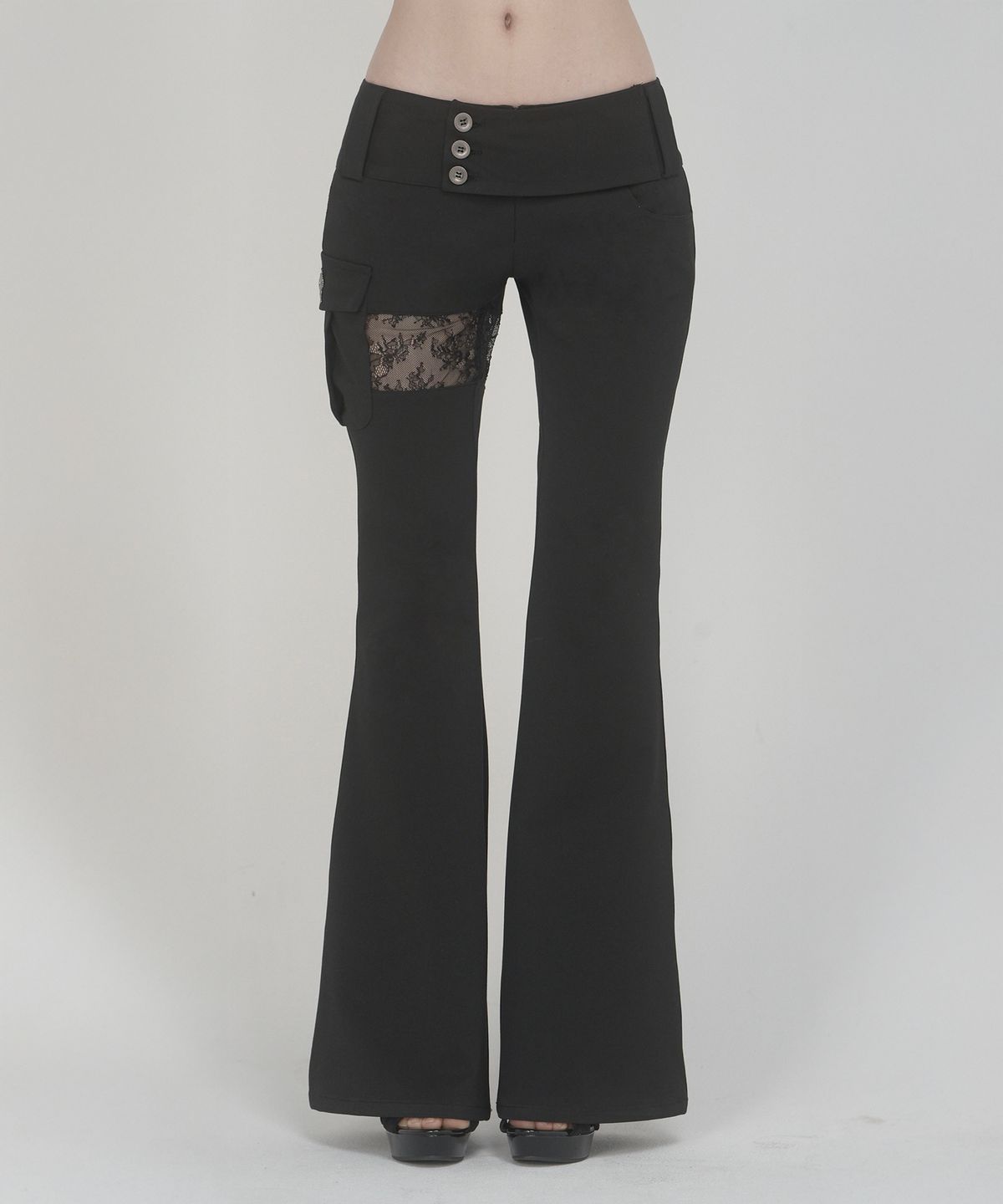 쇠아(SØAR) Lace Layered Low-Rise Bootcut Pants