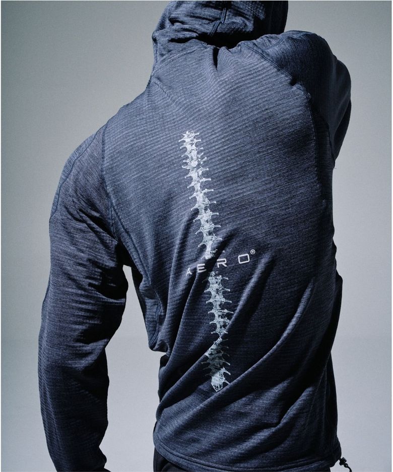 AERO TECH WAFFLE HALF-ZIP HOODED TOP