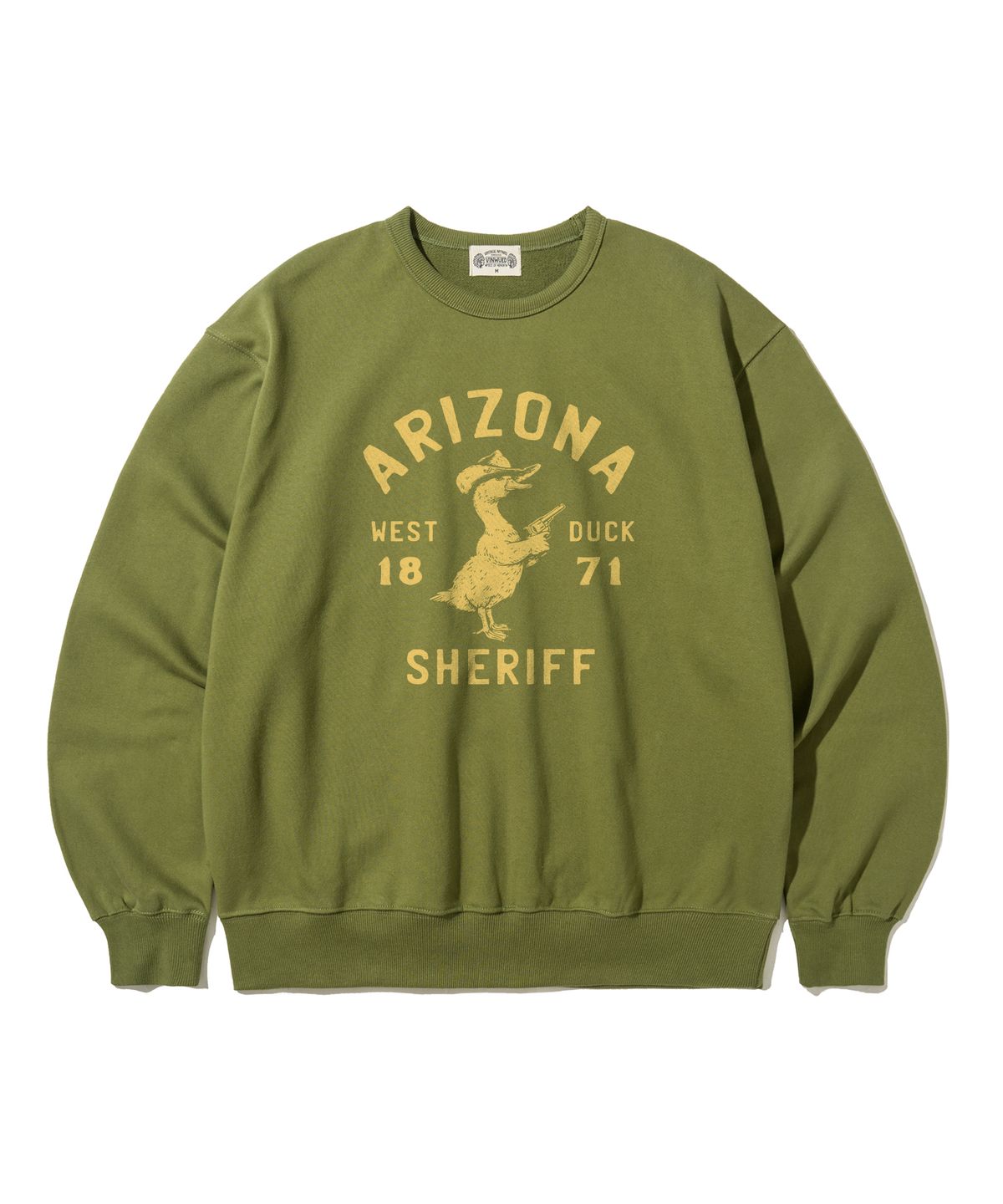 빈웨드(VINWUED) Arizona Duck Sheriff 1871 애리조나 덕 셰리프 빈티지 올리브 헤비웨이트 스웻셔츠