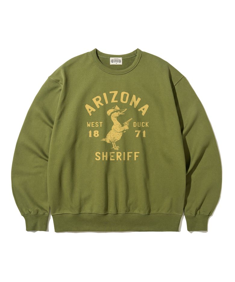Arizona Duck Sheriff 1871 애리조나 덕 셰리프 빈티지 올리브 헤비웨이트 스웻셔츠
