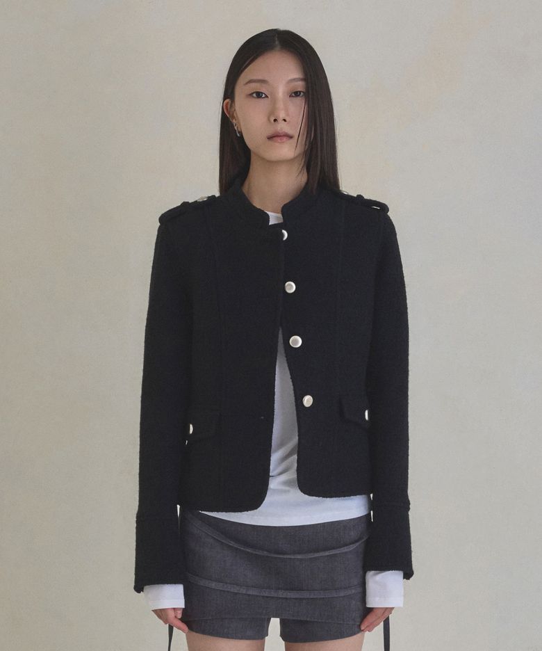 4 Buttons Heavy Wool Jacket (Black)