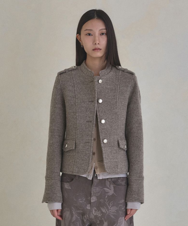 4 Buttons Heavy Wool Jacket (Dark Beige)