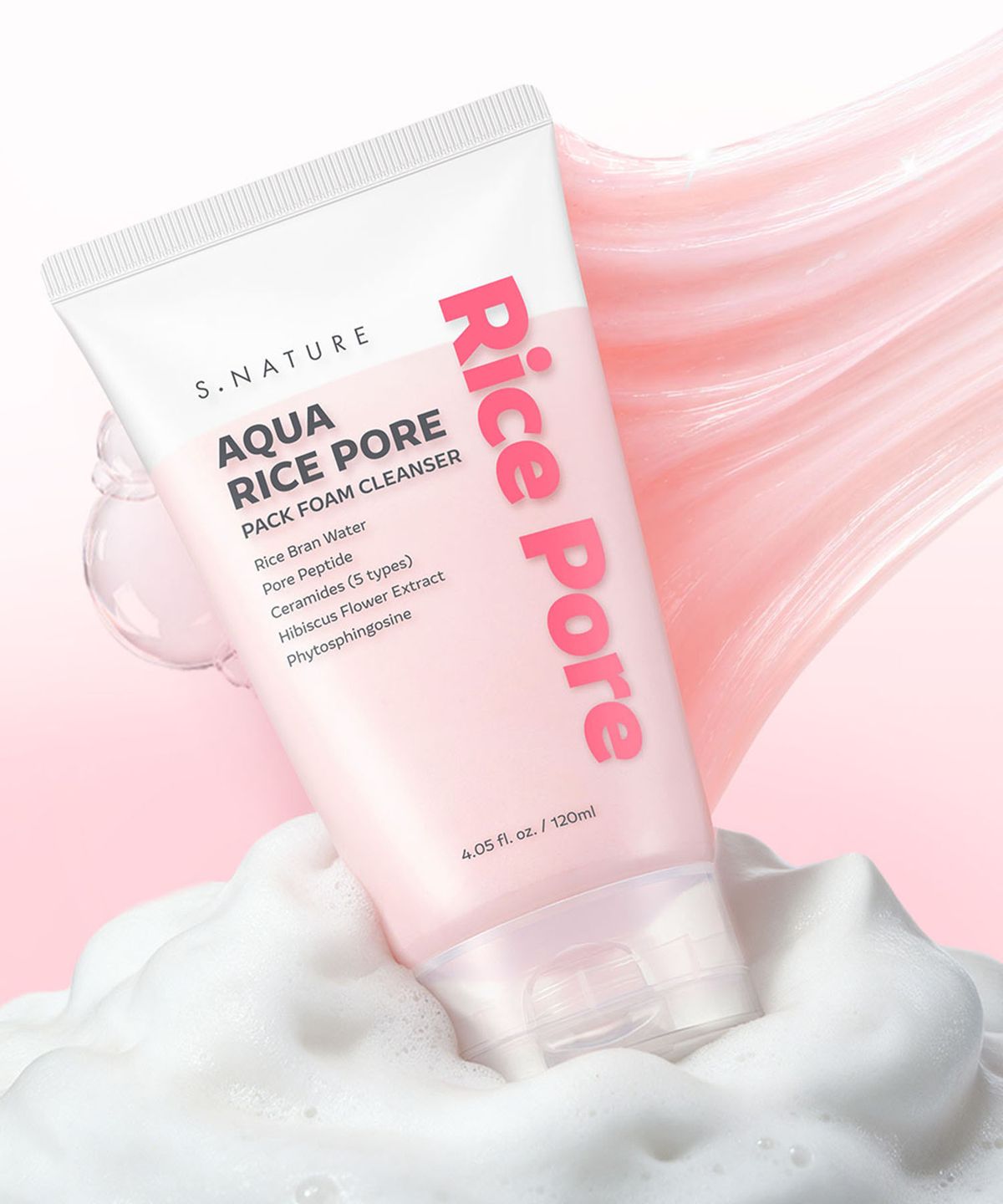 에스네이처(S.NATURE) 아쿠아 라이스 모공 쌀떡팩폼 120ml