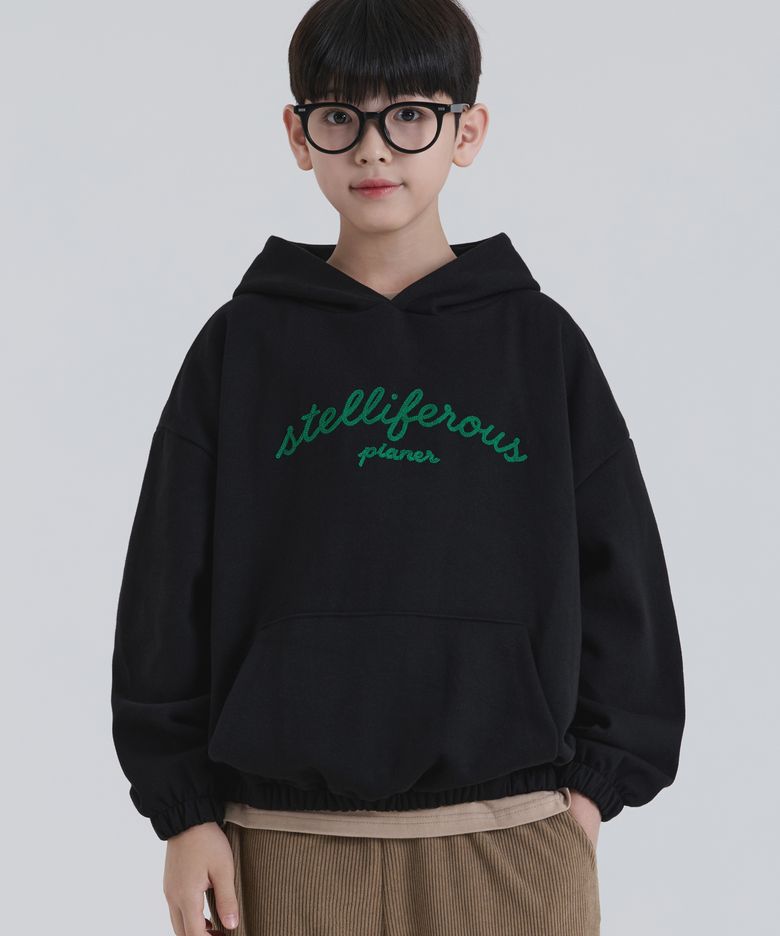 체인 자수 오버핏 후드티 (블랙)