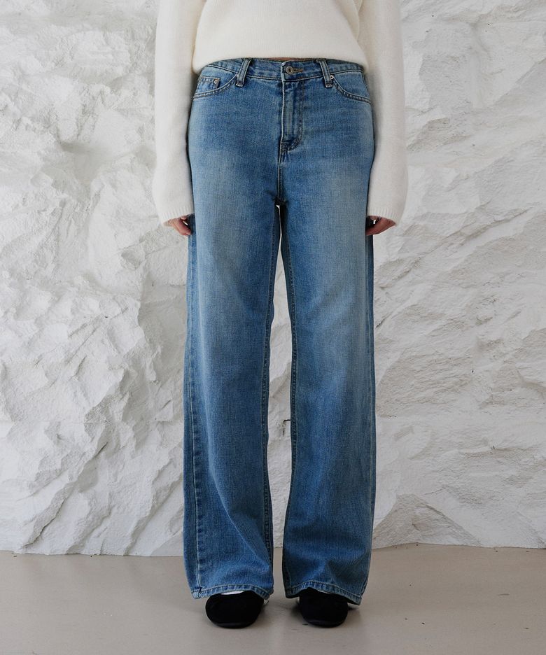 Straight Brush Denim Pants(Light Blue)