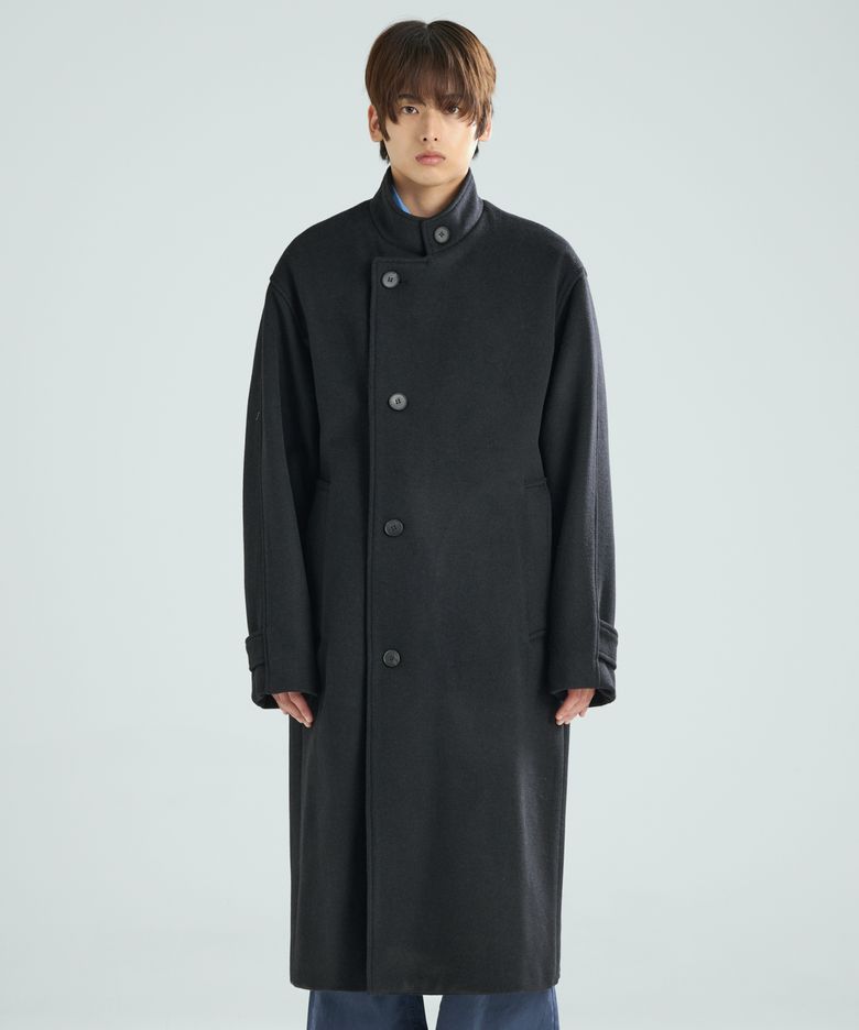하이넥 울 롱코트 블랙