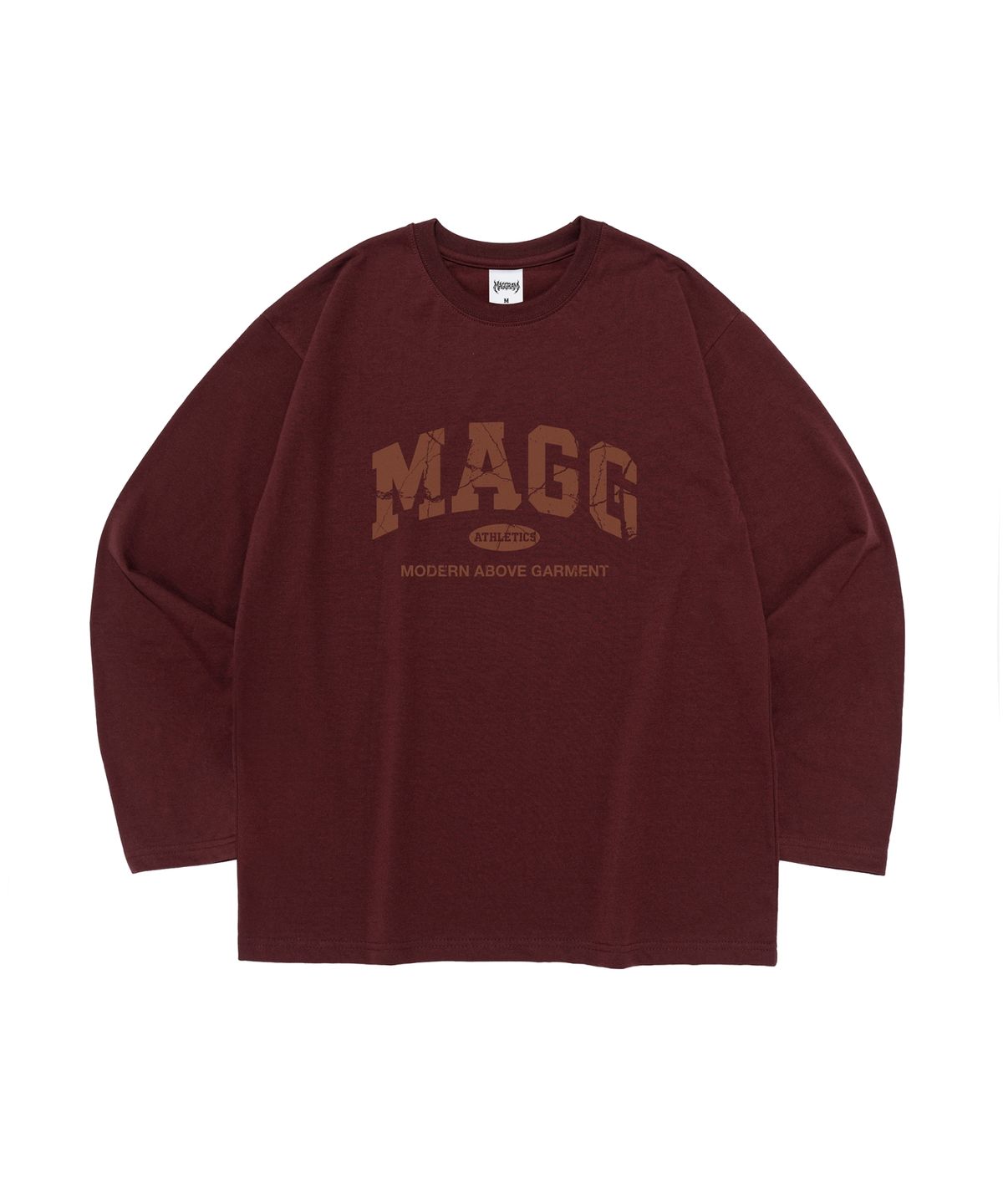 엠에이지그램(MAGGRAM) 아날로그 크랙 레터링 로고 롱슬리브 (와인)