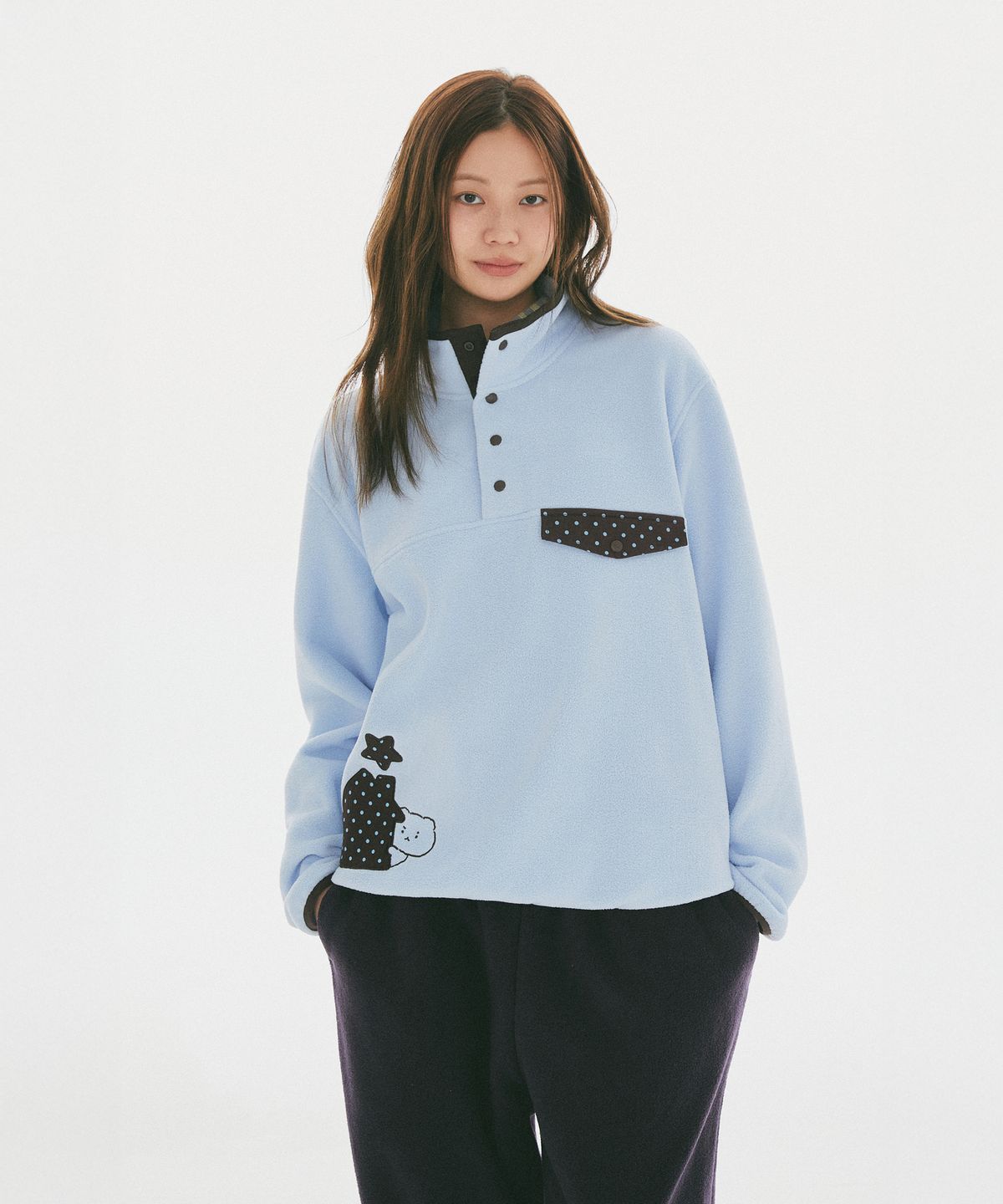스파오(SPAO) [망그러진곰] 플리스 반집업(Blue)_SPFZG4TU03