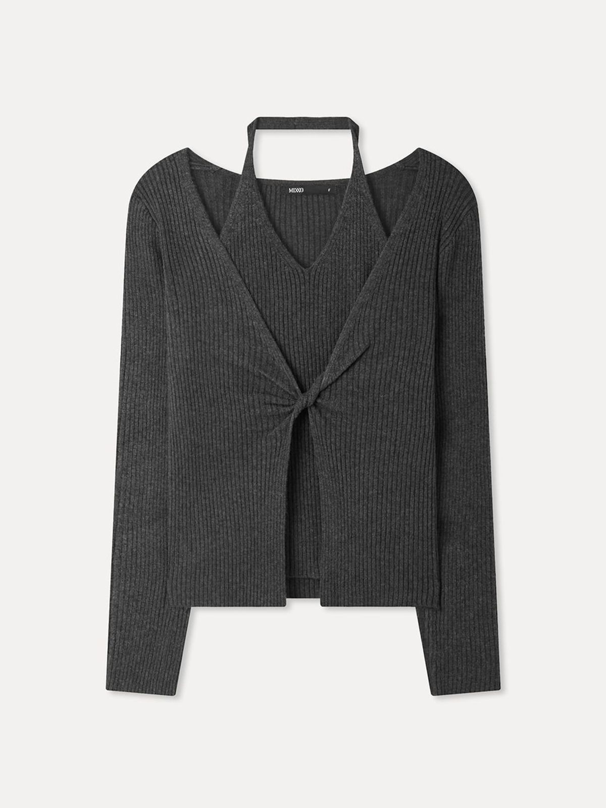 미쏘(MIXXO) 홀터넥 볼레로 레이어드 니트_MIWKAGT6TS
