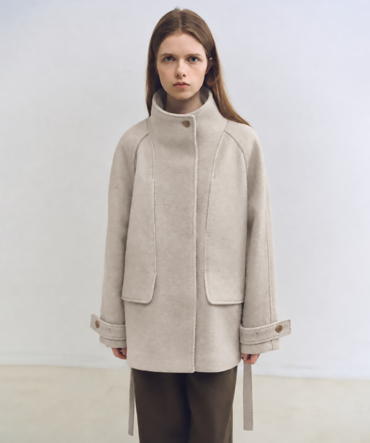 아우브아워(AUBOUR) vent wool half coat (oatmeal)