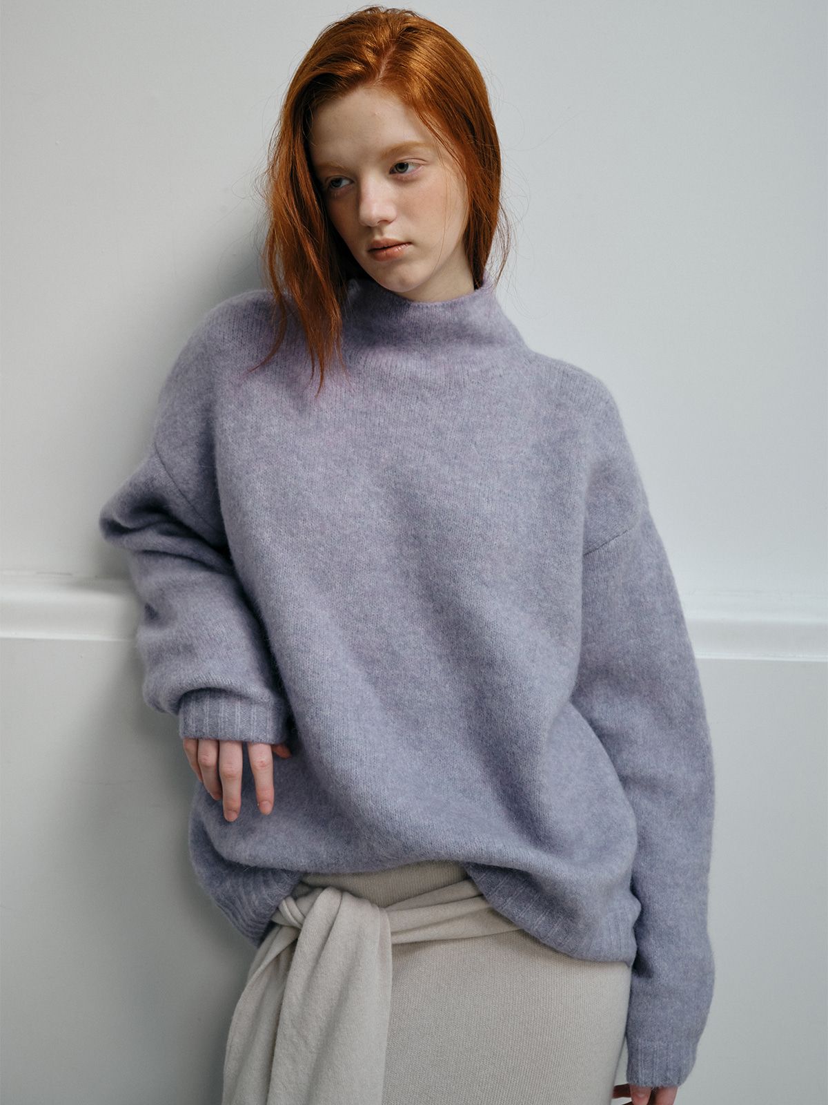 리플레인(REPLAIN) ITALIAN ALPACA HIGH NECK TOP_PURPLE