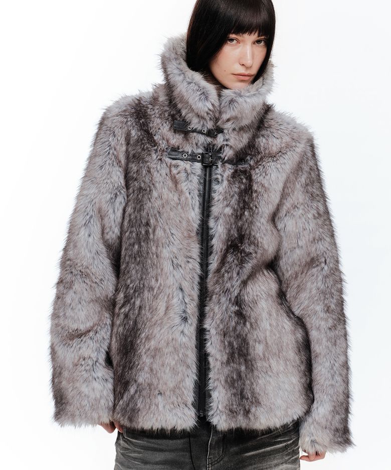 [우와 PICK] ROCHE FAUX FUR JACKET (GREY)