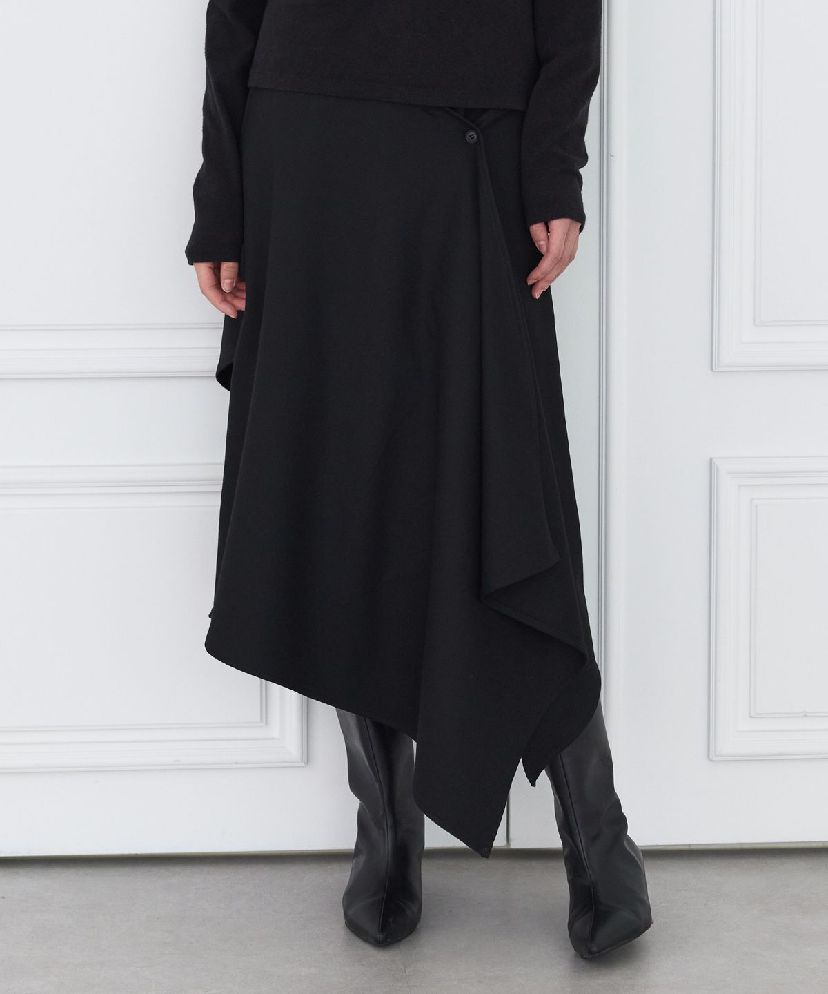 세르크(SERQUE) Draped Long Skirt _ Black