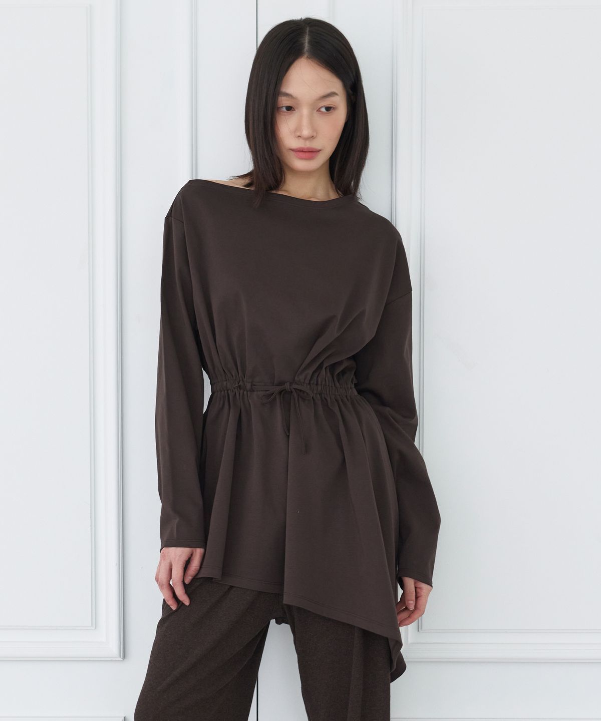 세르크(SERQUE) Gather Dress _ Brown