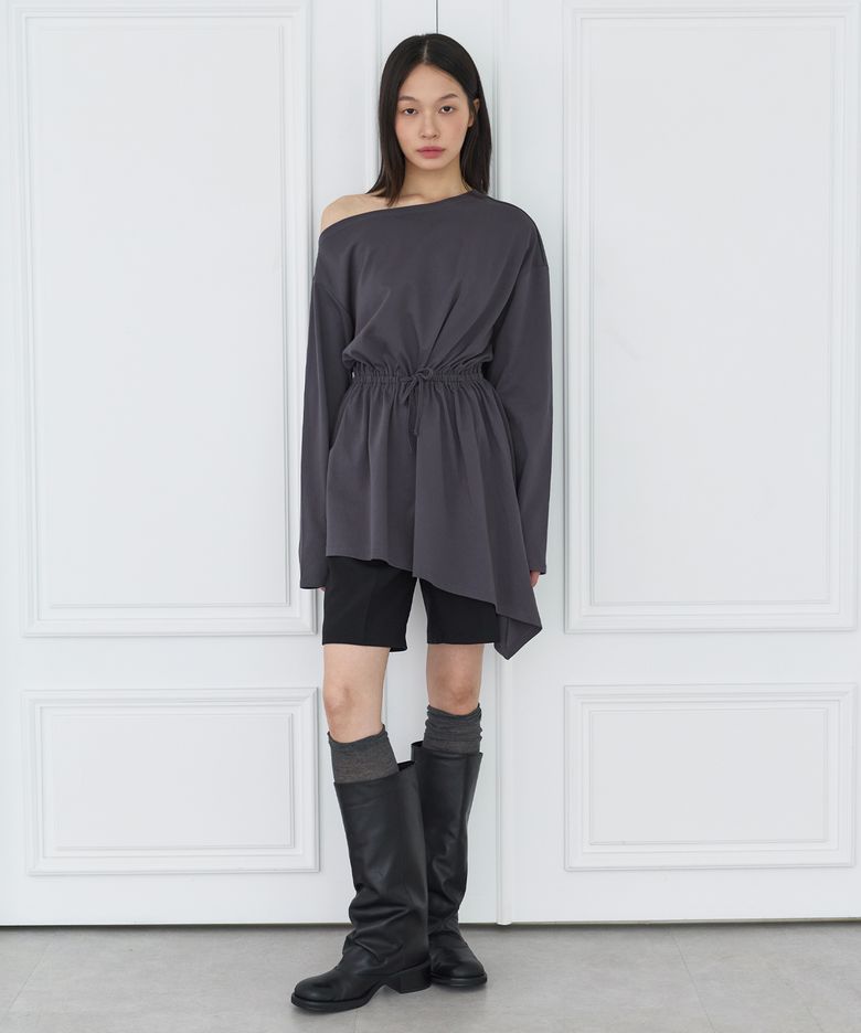 Gather Dress _ Dark Gray