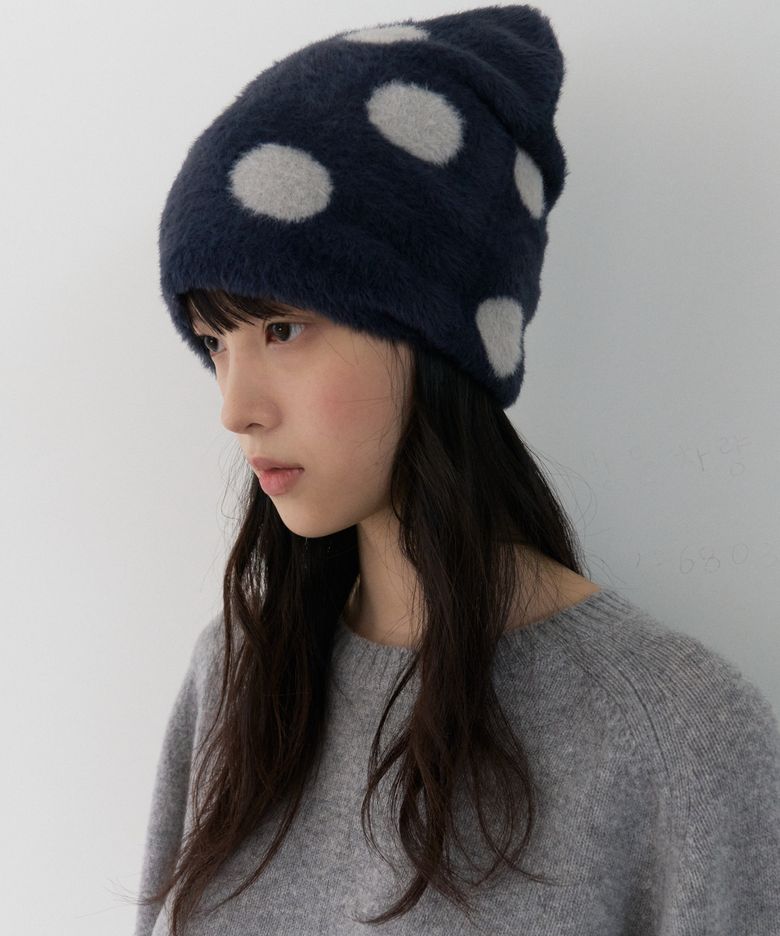 도트 벨보아 비니 (navy light gray)