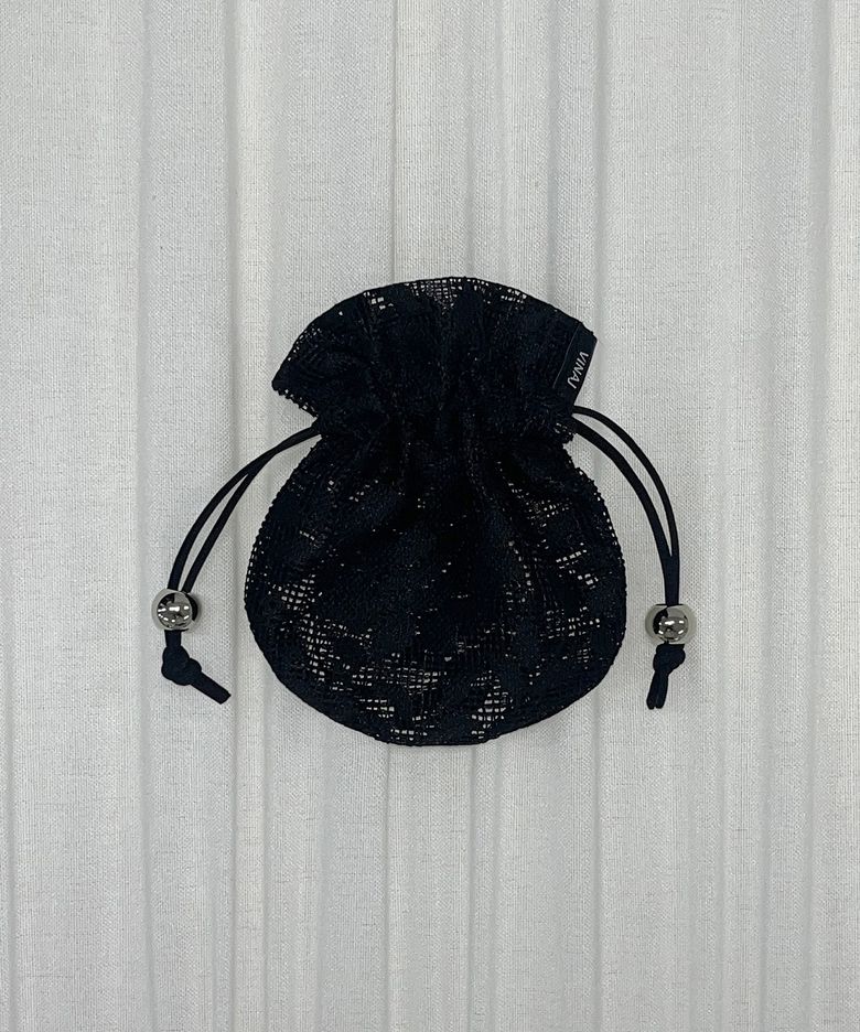 루티드 로즈 미니 파우치 (Black)