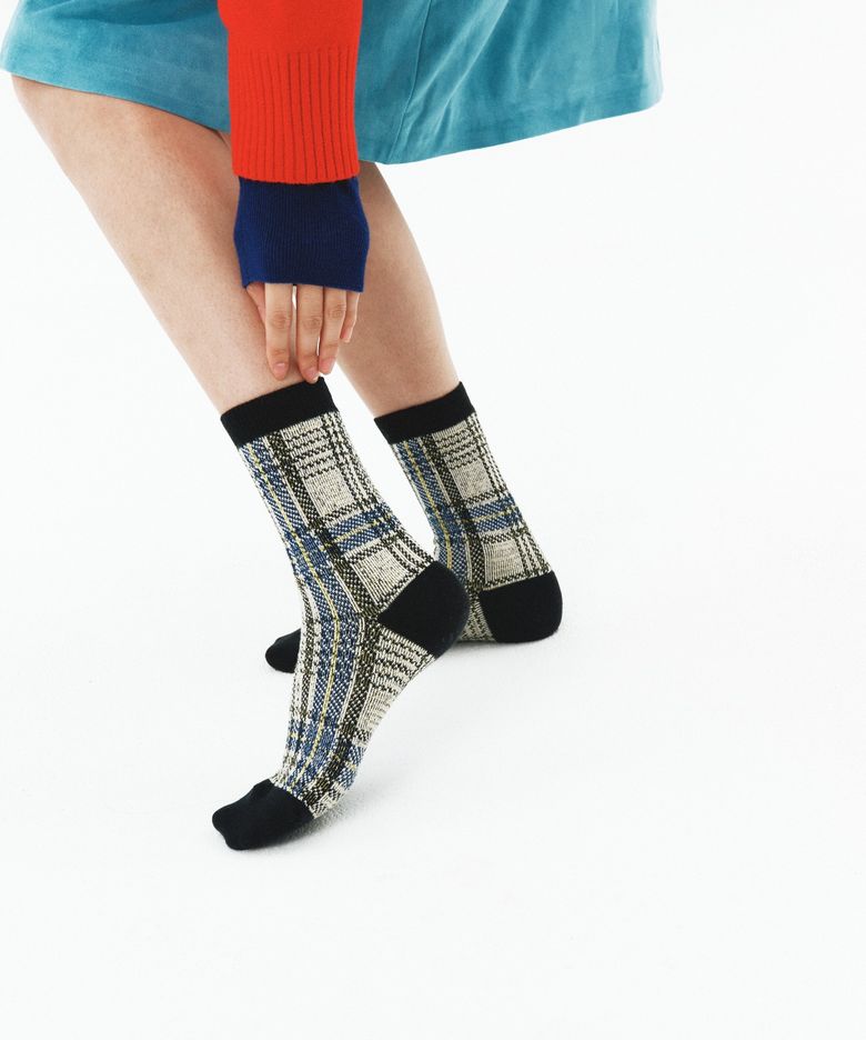 [O26FW12] 자카드 삭스 체크 블랙