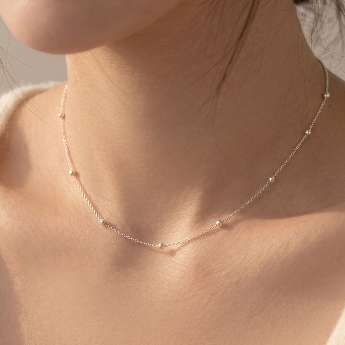 엘렌쥬얼리(HELENE JEWELRY) 실버 Silver 925 함마링 링크 볼 체인 은 목걸이