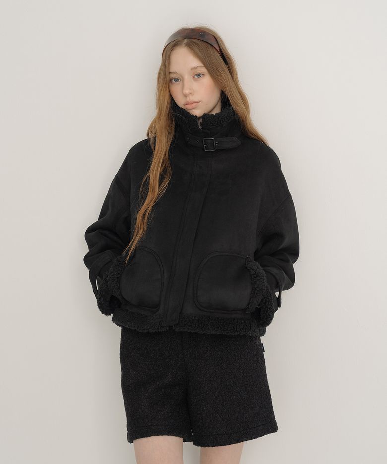 High Neck Mustang Jacket - Black