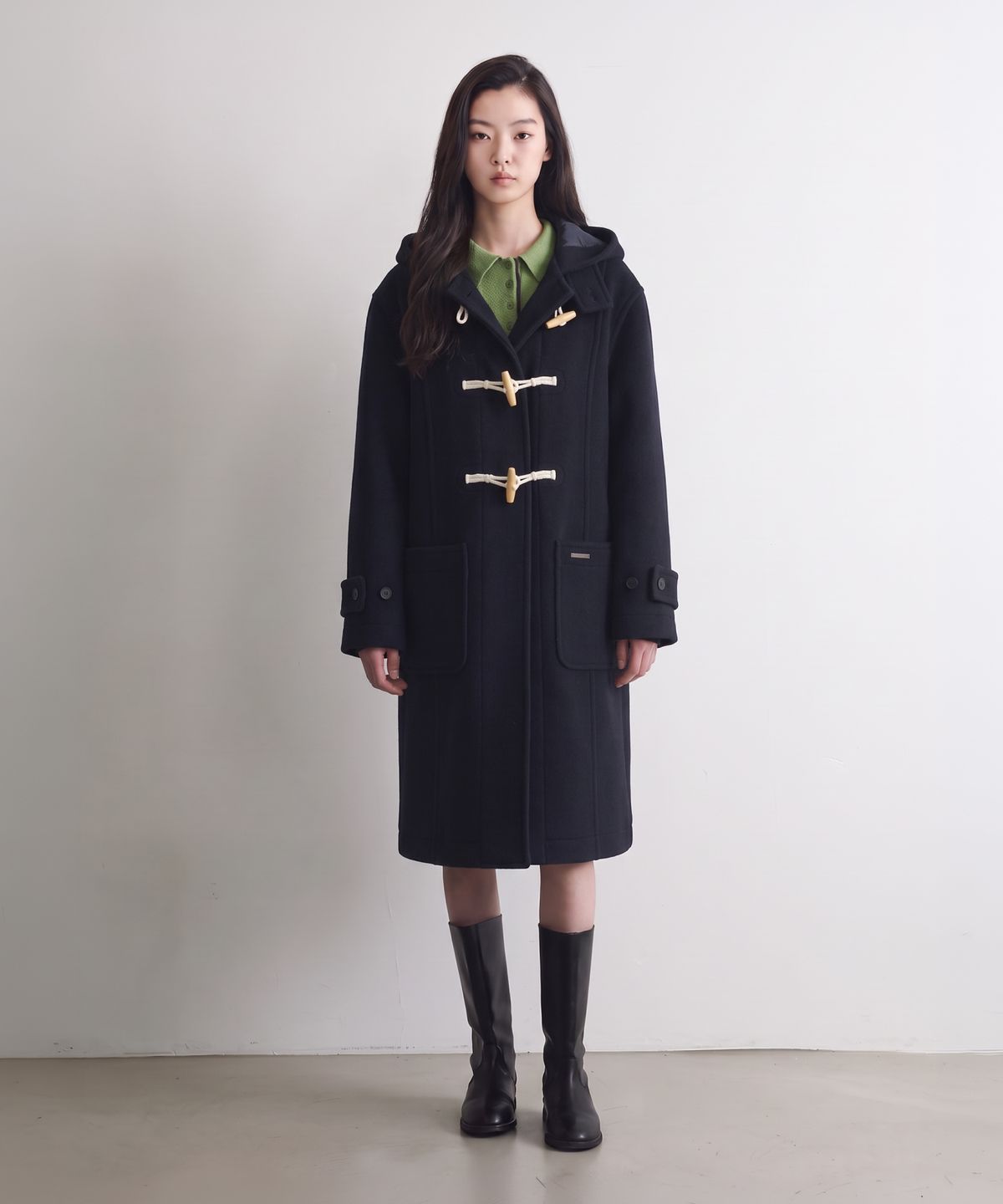 커버낫 우먼(COVERNAT WOMAN) 우먼 에딘 울 더플 코트 네이비