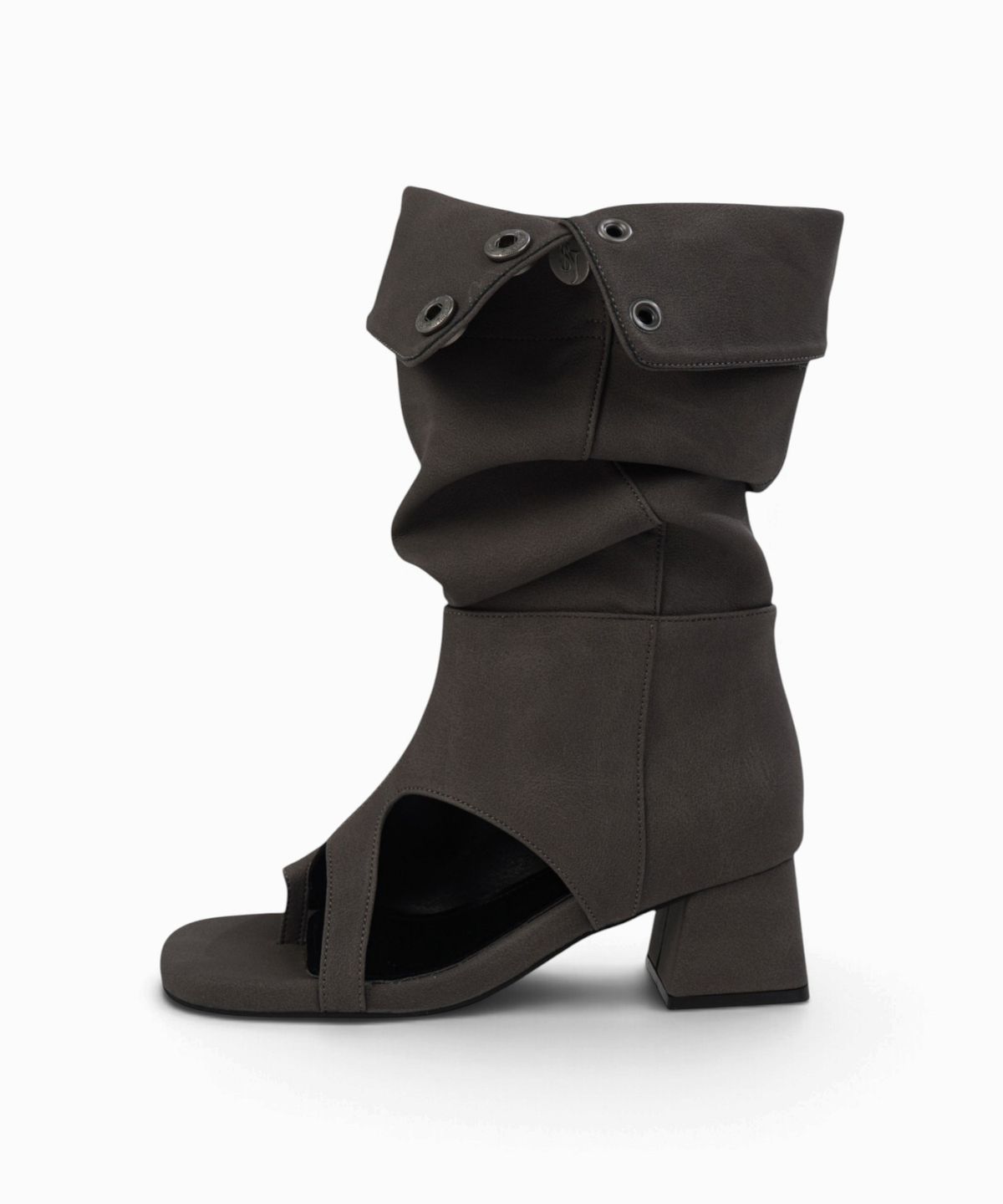 시너진(SYNERJYN) SQUARE OPEN FOLDED BOOTS CHARCOAL