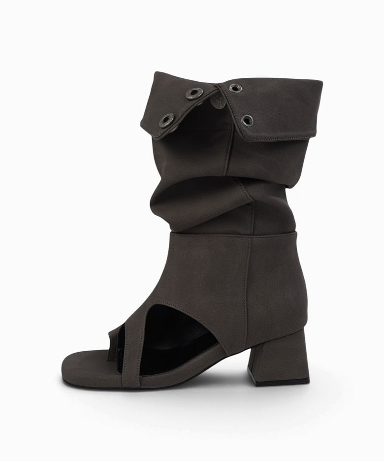 SQUARE OPEN FOLDED BOOTS CHARCOAL