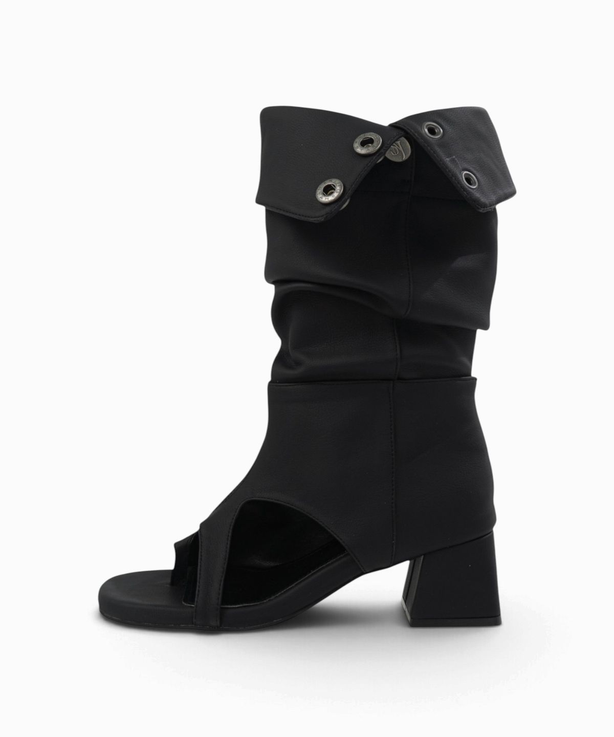 시너진(SYNERJYN) SQUARE OPEN FOLDED BOOTS BLACK