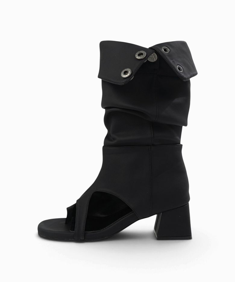 SQUARE OPEN FOLDED BOOTS BLACK