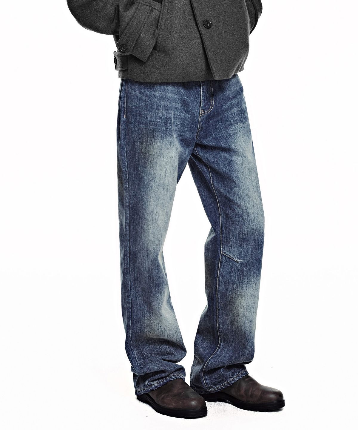세컨모놀로그(SECONDMONO) [옷미새 미홀 콜라보]Semi Flared Jeans [DBLUE]_SEPT090DBLUE