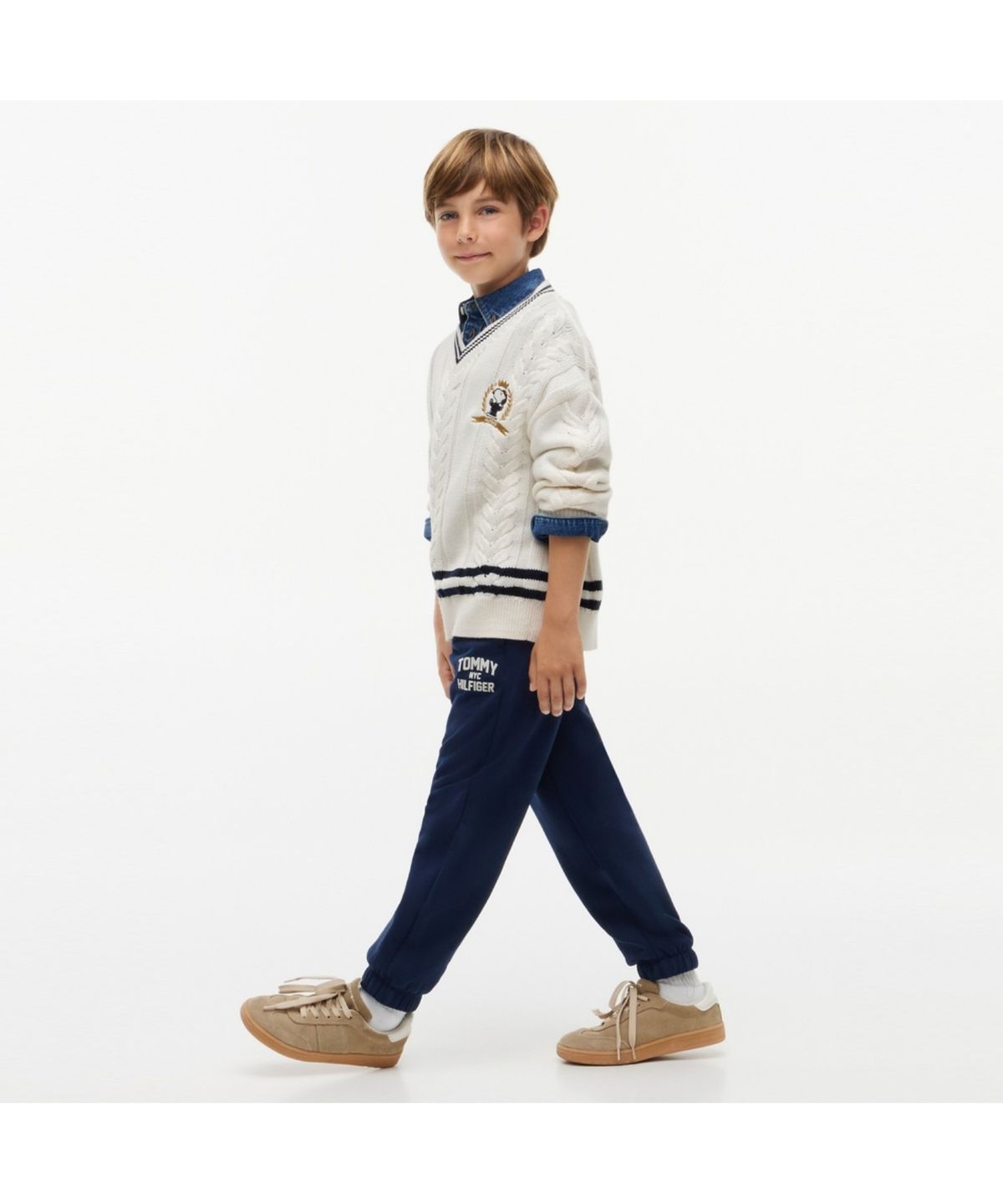타미힐피거 키즈(TOMMY HILFIGER KIDS) 플록 로고 테리 스웨트팬츠