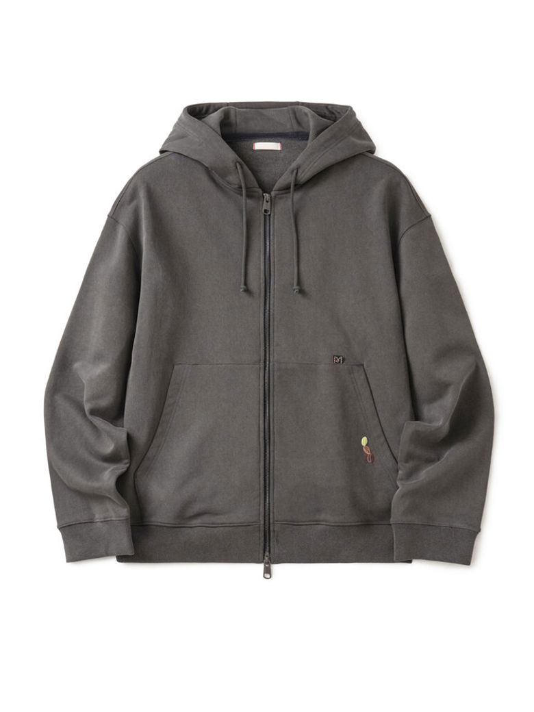 Pigment Zip-Up Hoodie - CHARCOAL
