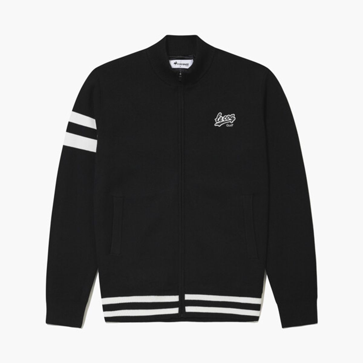 르꼬끄 골프(LECOQ GOLF) 남성 소프트터치 방풍 풀집업 스웨터 _BLCK GR321MKC92