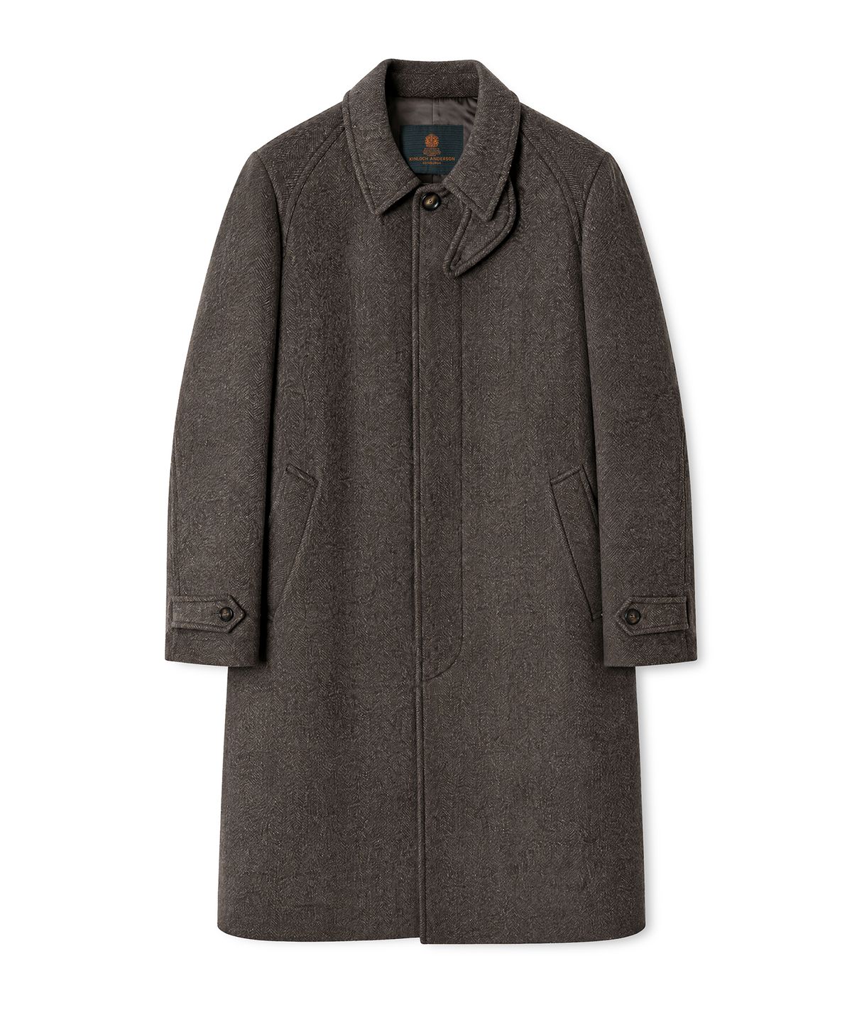 에든버러클럽(EDINBURGH CLUB) HERRINGBONE BALMACAAN COAT (BROWN)