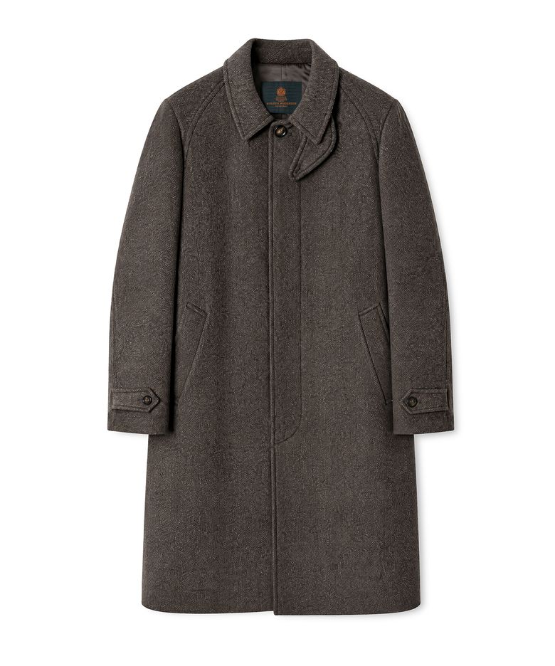 HERRINGBONE BALMACAAN COAT (BROWN)