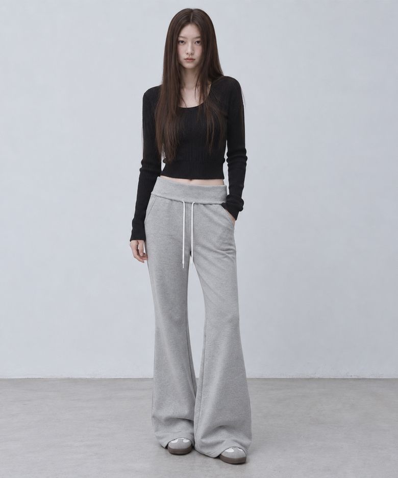 TR 피치 기모 부츠컷 스웨트 팬츠(그레이)