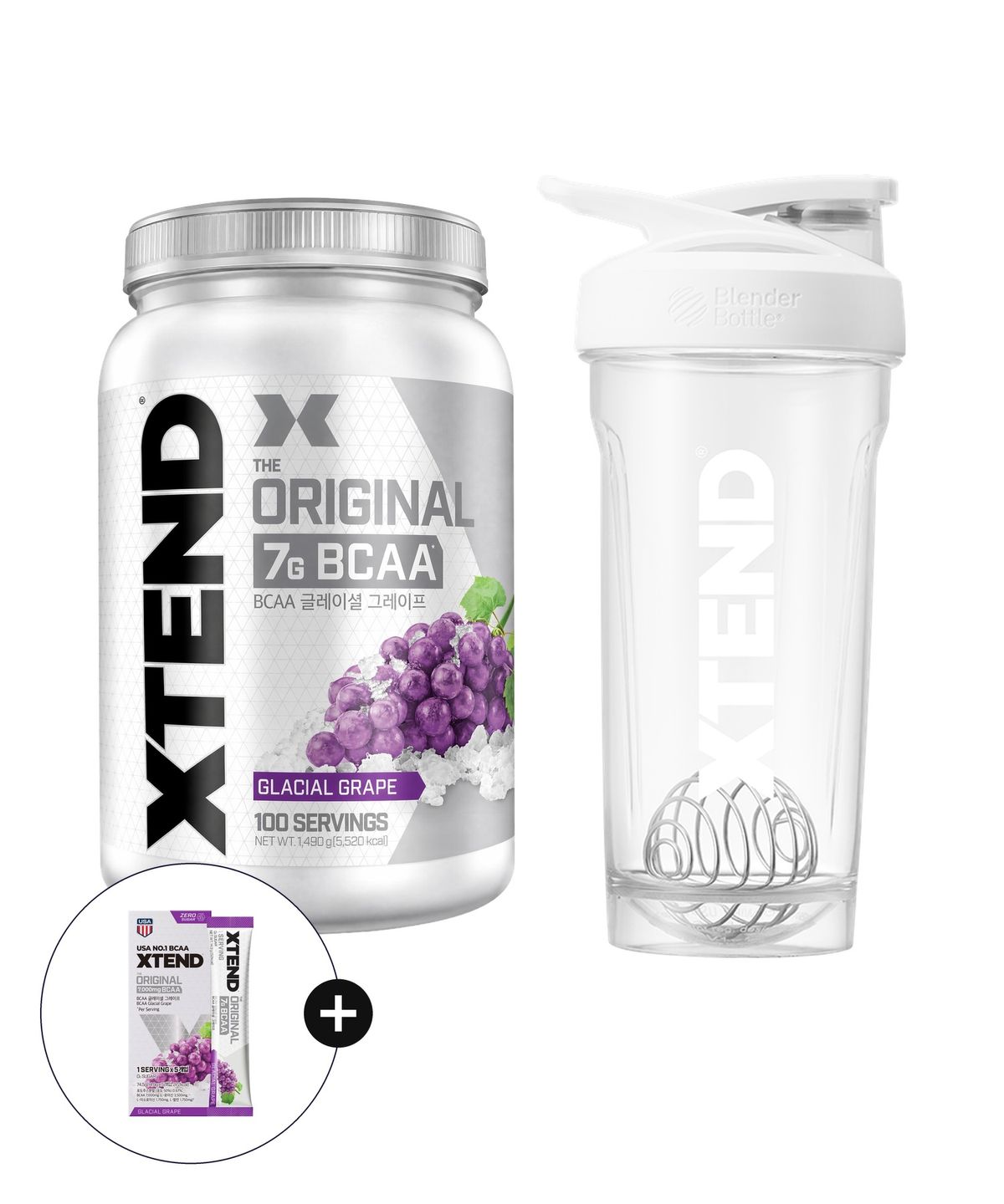 엑스텐드(XTEND) [단독기획세트] 고함량 bcaa 7000mg 엑스텐드 제로슈가  포도 100회 +블랜더보틀 트라이탄+5회분증정