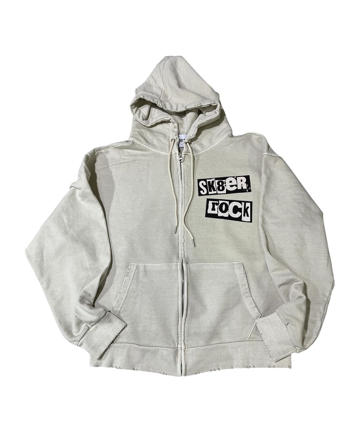 스케이터락(SK8ER ROCK) Sk8 Pigment Distressed Zip Hoodie (vintage ivory)