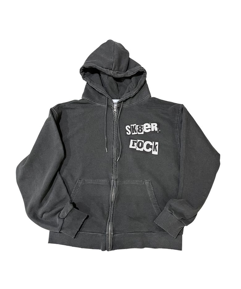 Sk8 Pigment Distressed Zip Hoodie (washed charcoal)